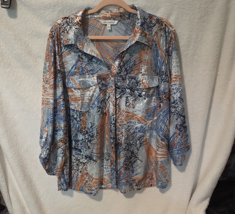 Elegant Abstract Button-Down Shirt